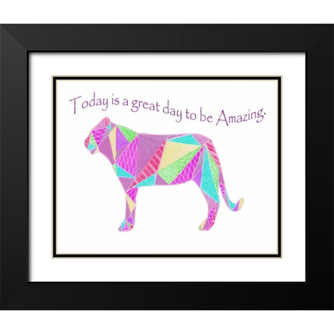 Colorpoly Lion Black Modern Wood Framed Art Print with Double Matting by Varacek, Pam