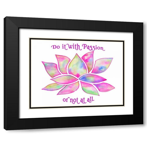 Tie Dye Lotus Passion Black Modern Wood Framed Art Print with Double Matting by Varacek, Pam