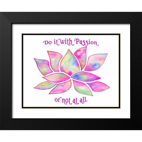 Tie Dye Lotus Passion Black Modern Wood Framed Art Print with Double Matting by Varacek, Pam