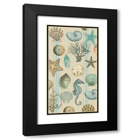 Beach Comber Cream Black Modern Wood Framed Art Print with Double Matting by Lula Bijoux and Company