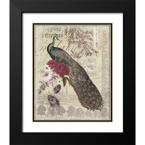 New Peacock 1 Black Modern Wood Framed Art Print with Double Matting by Allen, Candace