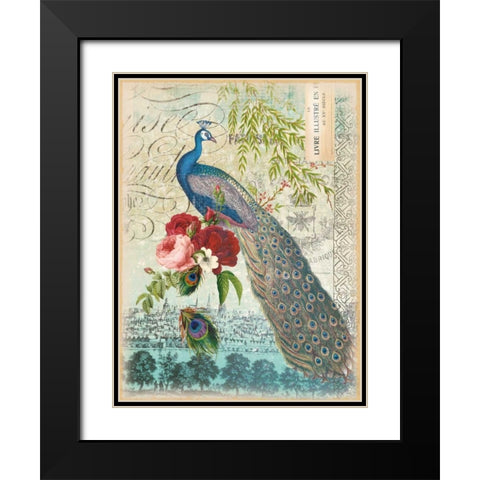 New Peacock 1 Black Modern Wood Framed Art Print with Double Matting by Lula Bijoux and Company