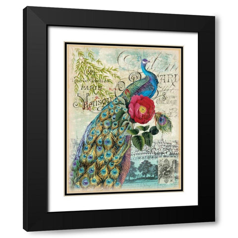 New Peacocks 2 Black Modern Wood Framed Art Print with Double Matting by Lula Bijoux and Company