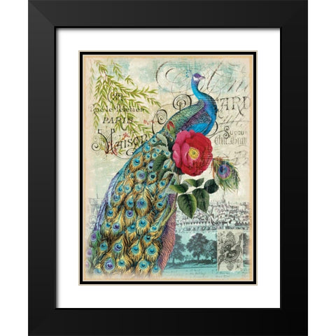 New Peacocks 2 Black Modern Wood Framed Art Print with Double Matting by Lula Bijoux and Company