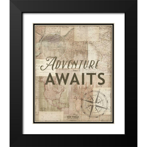 Adventure Awaits Recolor Black Modern Wood Framed Art Print with Double Matting by Allen, Candace