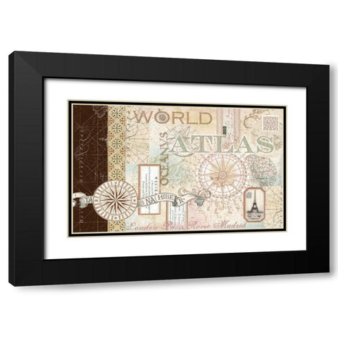 World Atlas 1 Black Modern Wood Framed Art Print with Double Matting by Allen, Candace