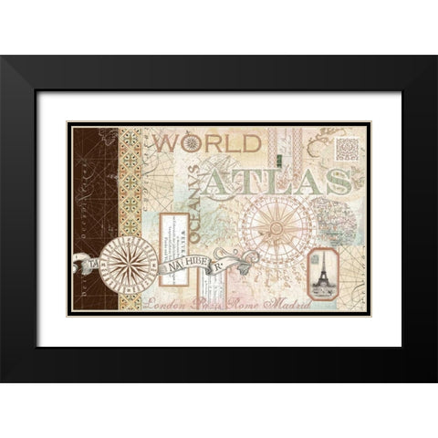 World Atlas 1 Black Modern Wood Framed Art Print with Double Matting by Allen, Candace