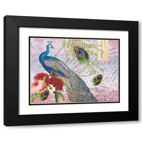 Peacock 112 Plum Black Modern Wood Framed Art Print with Double Matting by Lula Bijoux and Company