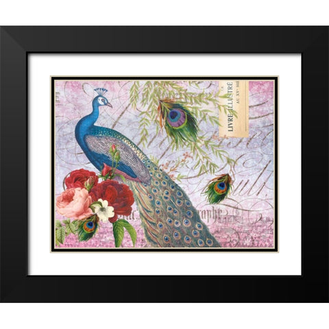 Peacock 112 Plum Black Modern Wood Framed Art Print with Double Matting by Lula Bijoux and Company