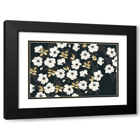 1613 Flora Noir Floral Repeat Black Modern Wood Framed Art Print with Double Matting by Allen, Candace