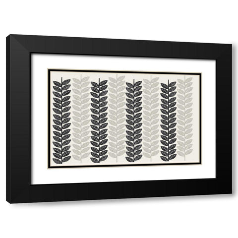 1613 Flora Noir Leaves Black Modern Wood Framed Art Print with Double Matting by Allen, Candace