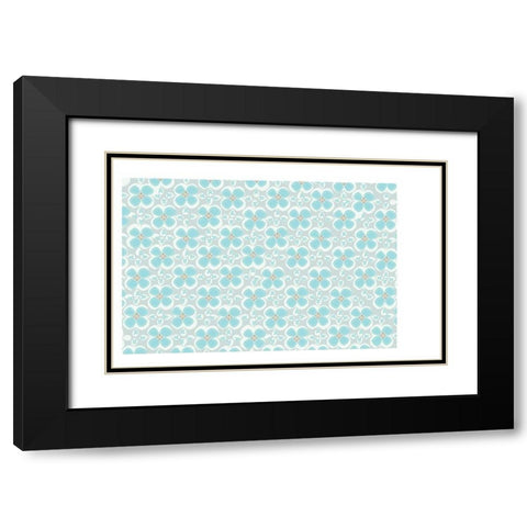 Folksy Florals BlueGrey Coordinate Black Modern Wood Framed Art Print with Double Matting by Allen, Candace