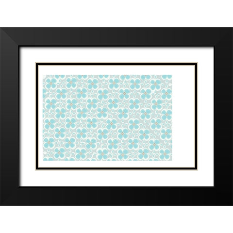 Folksy Florals BlueGrey Coordinate Black Modern Wood Framed Art Print with Double Matting by Allen, Candace