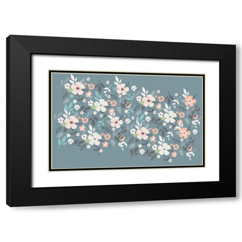Folksy Flora Grey Floral Scatter Black Modern Wood Framed Art Print with Double Matting by Allen, Candace