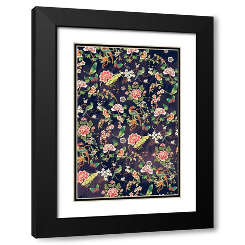 Kimono Quilt Black Modern Wood Framed Art Print with Double Matting by Allen, Candace