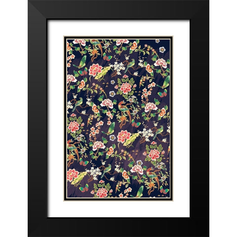 Kimono Quilt Black Modern Wood Framed Art Print with Double Matting by Allen, Candace