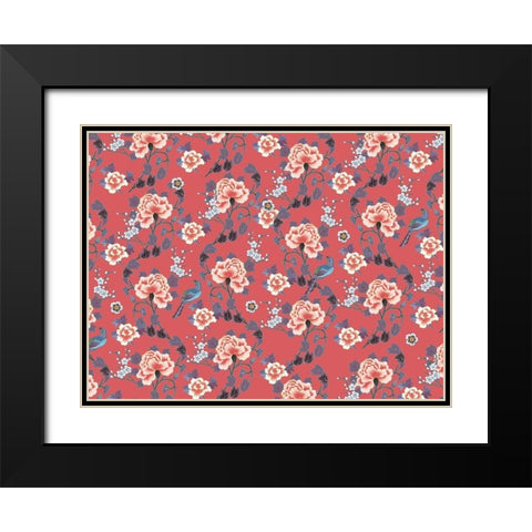 Kimono Quilt Floral 2 Black Modern Wood Framed Art Print with Double Matting by Allen, Candace