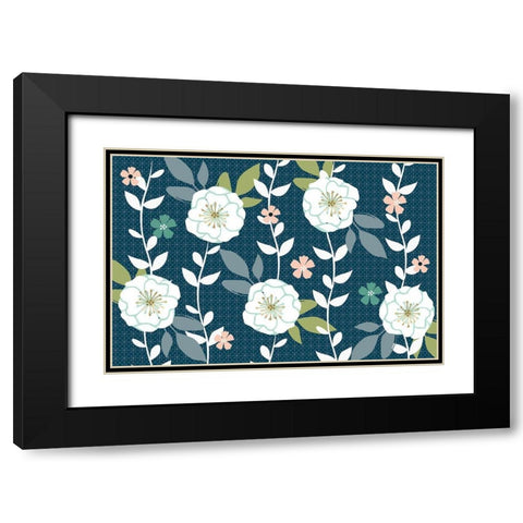 Folksy Floral Dark Black Modern Wood Framed Art Print with Double Matting by Allen, Candace