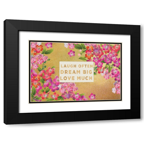 Pretty Floral on Gold Black Modern Wood Framed Art Print with Double Matting by Allen, Candace
