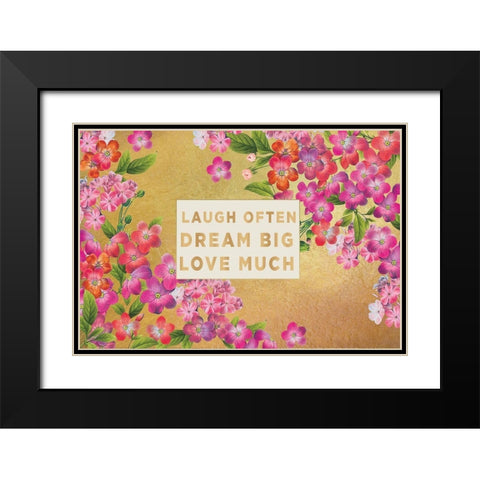 Pretty Floral on Gold Black Modern Wood Framed Art Print with Double Matting by Allen, Candace