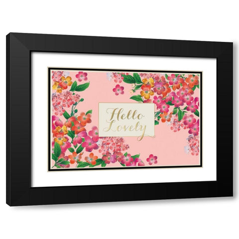 Pretty Floral on Pink Black Modern Wood Framed Art Print with Double Matting by Allen, Candace