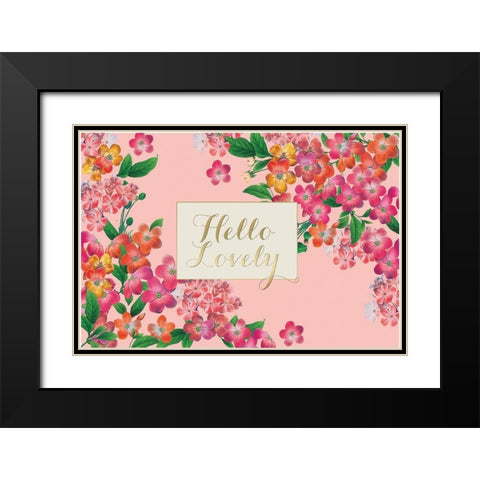 Pretty Floral on Pink Black Modern Wood Framed Art Print with Double Matting by Allen, Candace