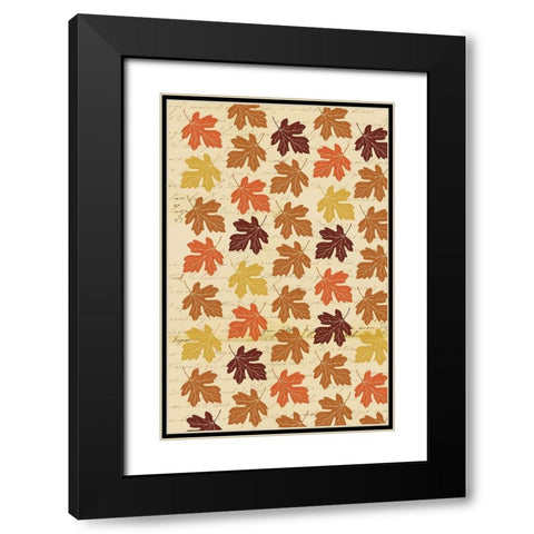 Welcome Fall Leaves Swirl 2 Black Modern Wood Framed Art Print with Double Matting by Allen, Candace