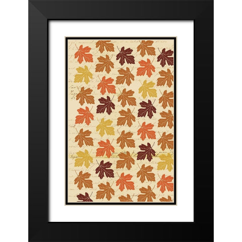 Welcome Fall Leaves Swirl 2 Black Modern Wood Framed Art Print with Double Matting by Allen, Candace