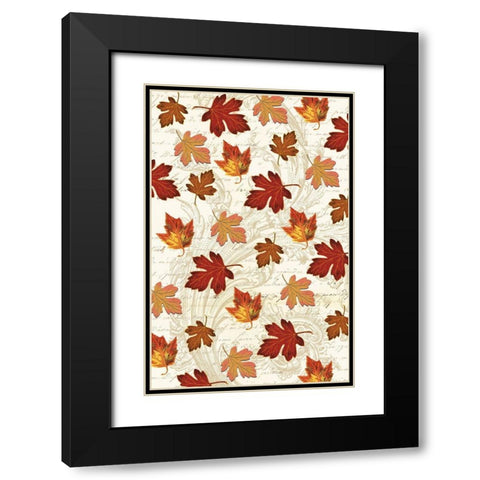 Welcome Fall Leaves Swirl 1 Black Modern Wood Framed Art Print with Double Matting by Allen, Candace