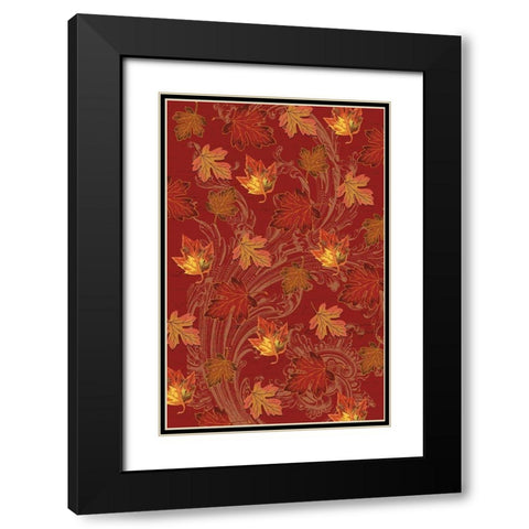 Welcome Fall Leaves Swirl 2 Black Modern Wood Framed Art Print with Double Matting by Allen, Candace