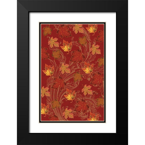 Welcome Fall Leaves Swirl 2 Black Modern Wood Framed Art Print with Double Matting by Allen, Candace