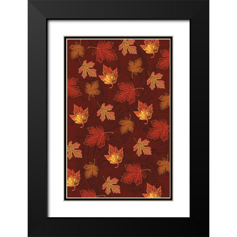 Welcome Fall Leaves Swirl 3 Black Modern Wood Framed Art Print with Double Matting by Allen, Candace