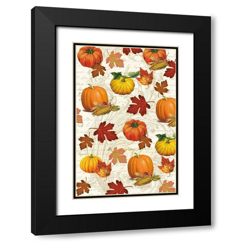 Welcome Fall Pumpkins 1 Black Modern Wood Framed Art Print with Double Matting by Allen, Candace