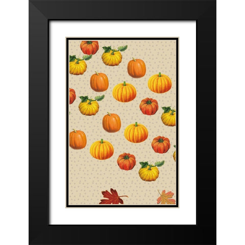 Welcome Fall Pumpkin and Dots Black Modern Wood Framed Art Print with Double Matting by Allen, Candace