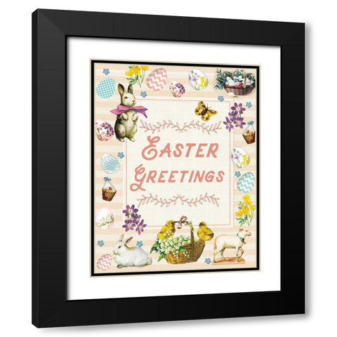 Easter Greetings Main Black Modern Wood Framed Art Print with Double Matting by Lula Bijoux and Company