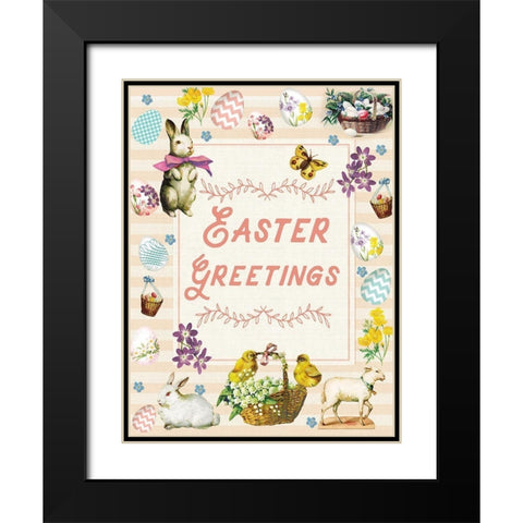 Easter Greetings Main Black Modern Wood Framed Art Print with Double Matting by Lula Bijoux and Company
