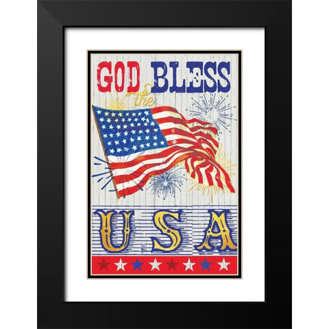USA BLESS Black Modern Wood Framed Art Print with Double Matting by Lula Bijoux and Company