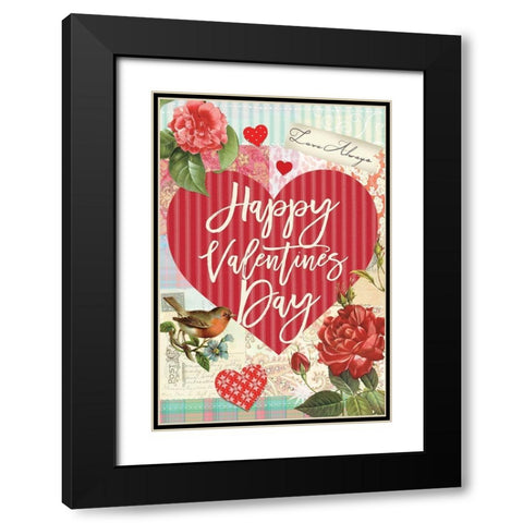 Valentine Flag 1 Black Modern Wood Framed Art Print with Double Matting by Lula Bijoux and Company