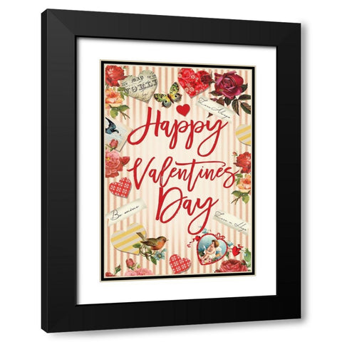 Valentine Flag 2 Black Modern Wood Framed Art Print with Double Matting by Lula Bijoux and Company