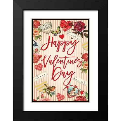 Valentine Flag 2 Black Modern Wood Framed Art Print with Double Matting by Lula Bijoux and Company