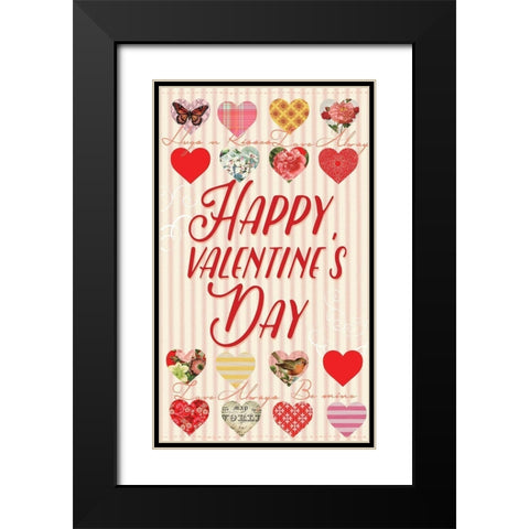 Valentine Flag 3 Black Modern Wood Framed Art Print with Double Matting by Lula Bijoux and Company