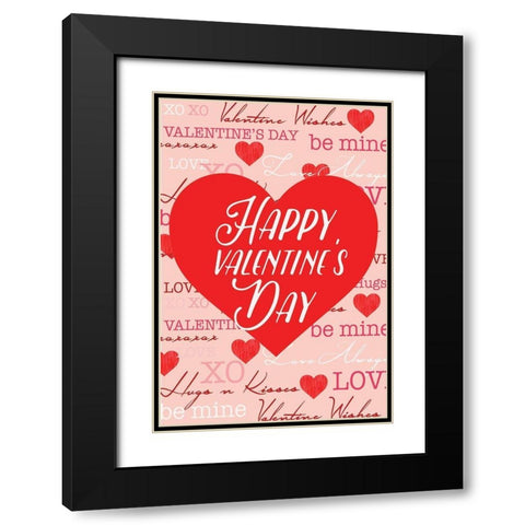 Valentine Flag 4 Black Modern Wood Framed Art Print with Double Matting by Lula Bijoux and Company