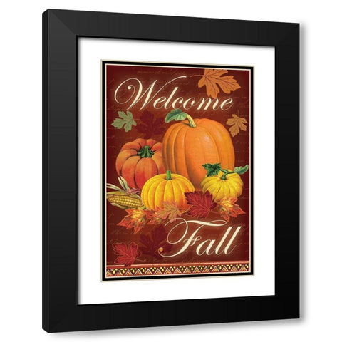Welcome Fall Black Modern Wood Framed Art Print with Double Matting by Lula Bijoux and Company