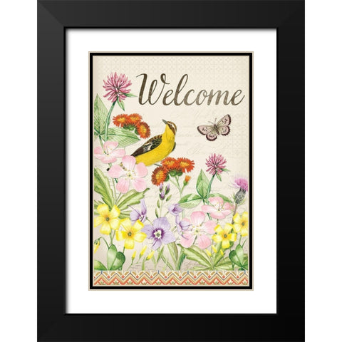 Welcome Wild flowers Black Modern Wood Framed Art Print with Double Matting by Lula Bijoux and Company