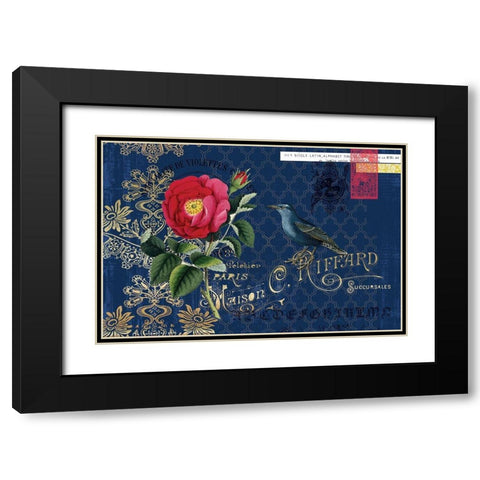 Botanical Birds Black Modern Wood Framed Art Print with Double Matting by Lula Bijoux and Company