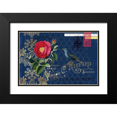 Botanical Birds Black Modern Wood Framed Art Print with Double Matting by Lula Bijoux and Company