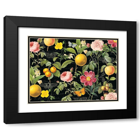 Botanical Flowers Black Modern Wood Framed Art Print with Double Matting by Lula Bijoux and Company
