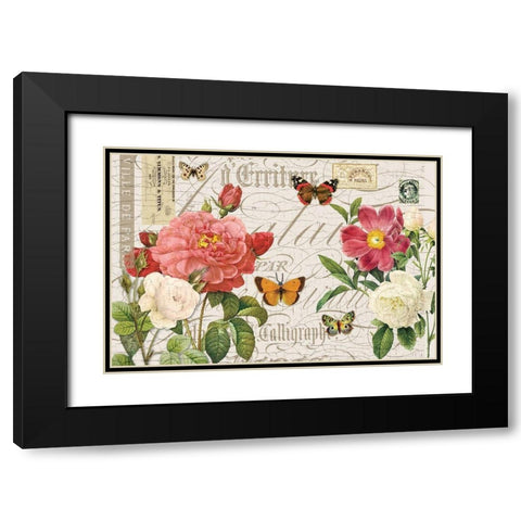 Floral Botanique Black Modern Wood Framed Art Print with Double Matting by Lula Bijoux and Company