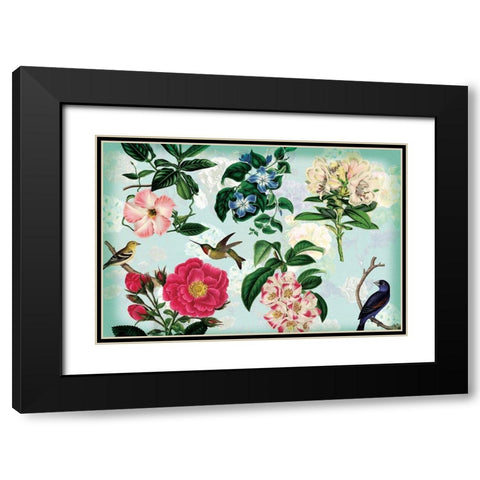 Spring Vintage Botanica 1 Black Modern Wood Framed Art Print with Double Matting by Lula Bijoux and Company