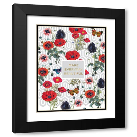 Bright Poppy Inspiration 1 Black Modern Wood Framed Art Print with Double Matting by Lula Bijoux and Company